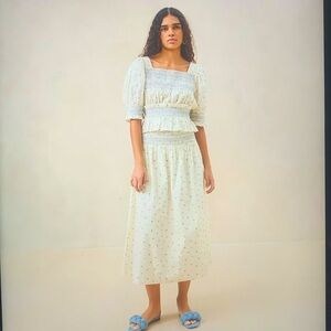 Loeffler Randall Theodora cream Floral cinched skirt Nwot small